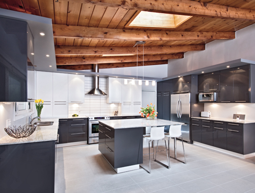 high gloss gray cabinets