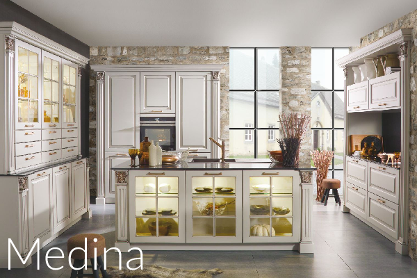 modern antiqued white kitchen cabinets